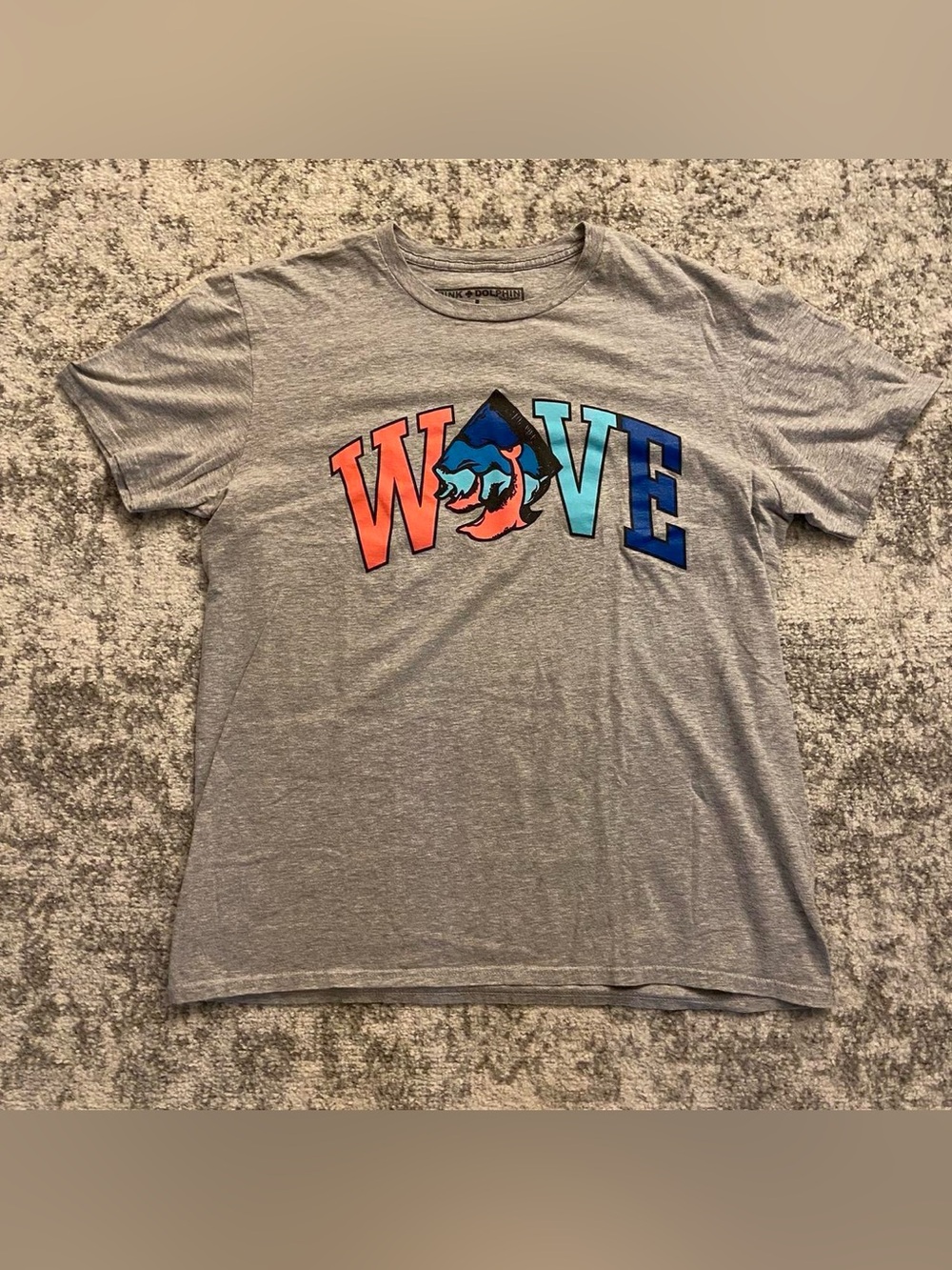 Pink Dolphin Grey Wave Tee Size Large